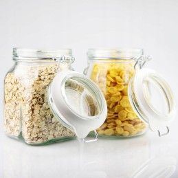 Kvadratinis stiklinis indas su dangteliu ir sandarikliu, 750ml