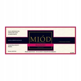 Medaus etiketė, avietinė, em107 - maža