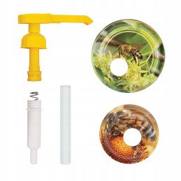 Plastikinis medaus dozatorius su dangteliais - doz1