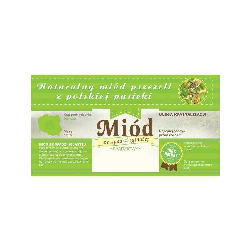 Siūlome lipnias etiketes su banderole - spygliuočių lipčiaus medus - labai geras produktas!!!