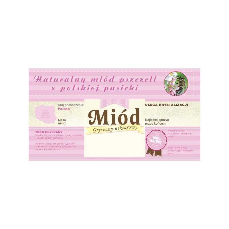 Siūlome lipnias etiketes su banderole - grikių medus - labai geras produktas!