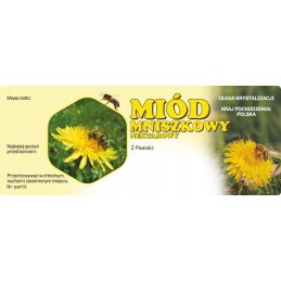 Didelė lipduko etiketė kiaulpienių medui, 100 vnt