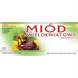 Medaus etiketė, lipdukas "daugiažiedis-nektarinis medus" 100 vnt.