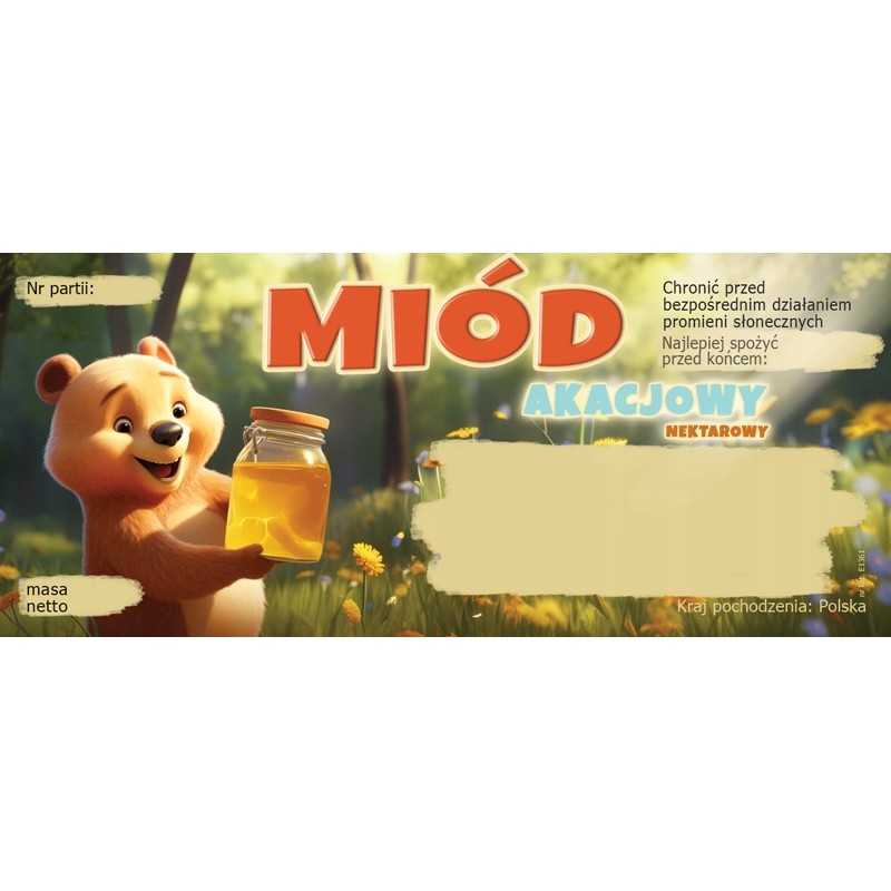 Akacijų medaus etiketės