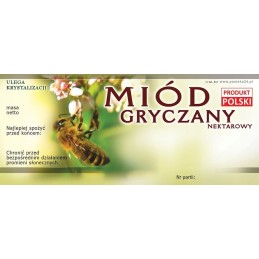 Siūlome lipnias etiketes grikių medui - 100 vnt - labai geras produktas - tinka dideliems ir mažiems stiklainiams!!!