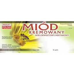 Siūlome lipnias etiketes, kreminį kelių gėlių nektarinį medų - 100 vnt - labai geras produktas - tinka tiek dideliems, tiek maži