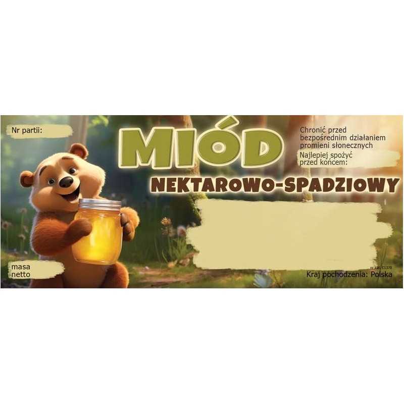 Etiketės su meškiuku nektarui ir lipčiaus medui e1370