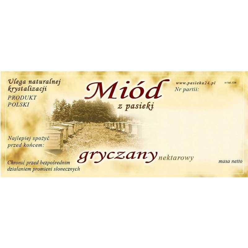 Siūlome lipnias etiketes grikių medui - 100 vnt - labai geras produktas - tinka dideliems ir mažiems stiklainiams!!!