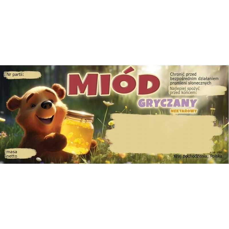 Etiketės su meškiuku grikių medui e1363