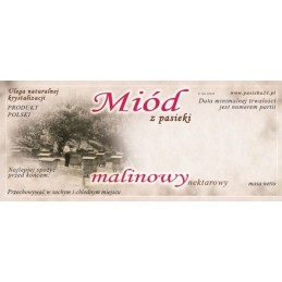 Siūlome lipnias etiketes aviečių medui - 100 vnt - labai geras produktas - tinka dideliems ir mažiems stiklainiams!!!