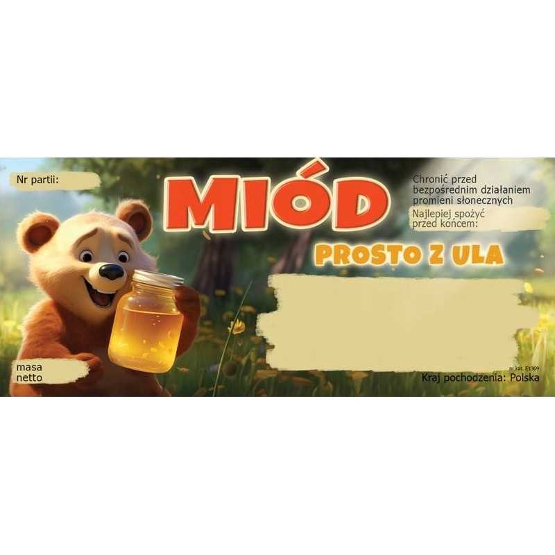 Etiketės su meškiuku medui tiesiai iš avilio e1369