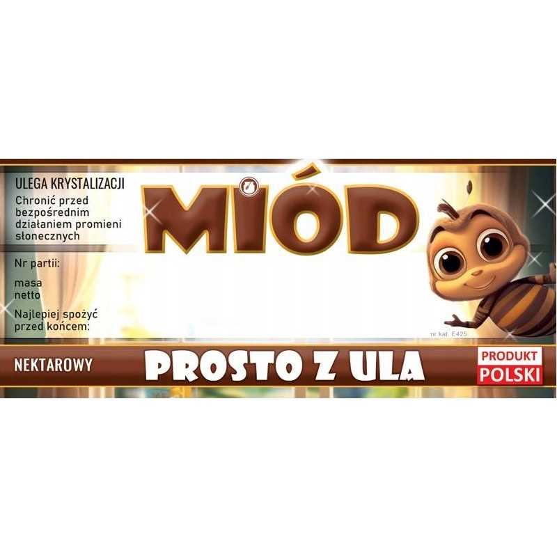 Etiketės su bite medui tiesiai iš avilio e425