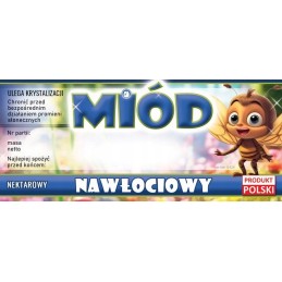 Etiketės su bite auksašakių medui e426