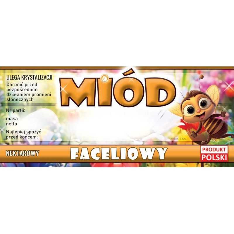 Etiketės su bite facelijų medui e429