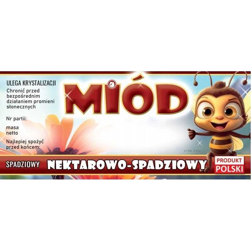Etiketės su bite nektarui ir lipčiaus medui e432