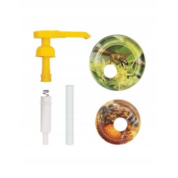 medaus pompa su užsukamu dangteliu ant stiklainio