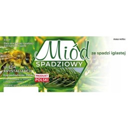 Lipčiaus medaus, pagaminto iš spygliuočių lipčiaus, etiketės, pakuotės