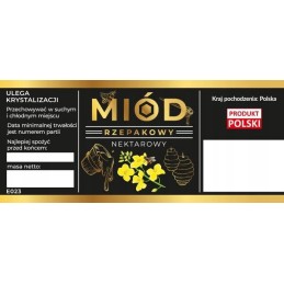 Rapsų nektaro medaus etiketės, juodos, 100 vnt