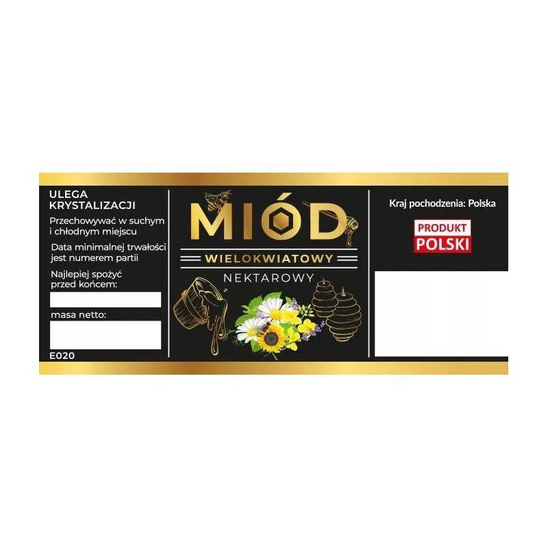 Etiketės daugiažiedžių nektarų medui, juodas, 100 vnt