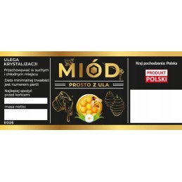 Medaus etiketės tiesiai iš avilio, juodos, 100 vnt