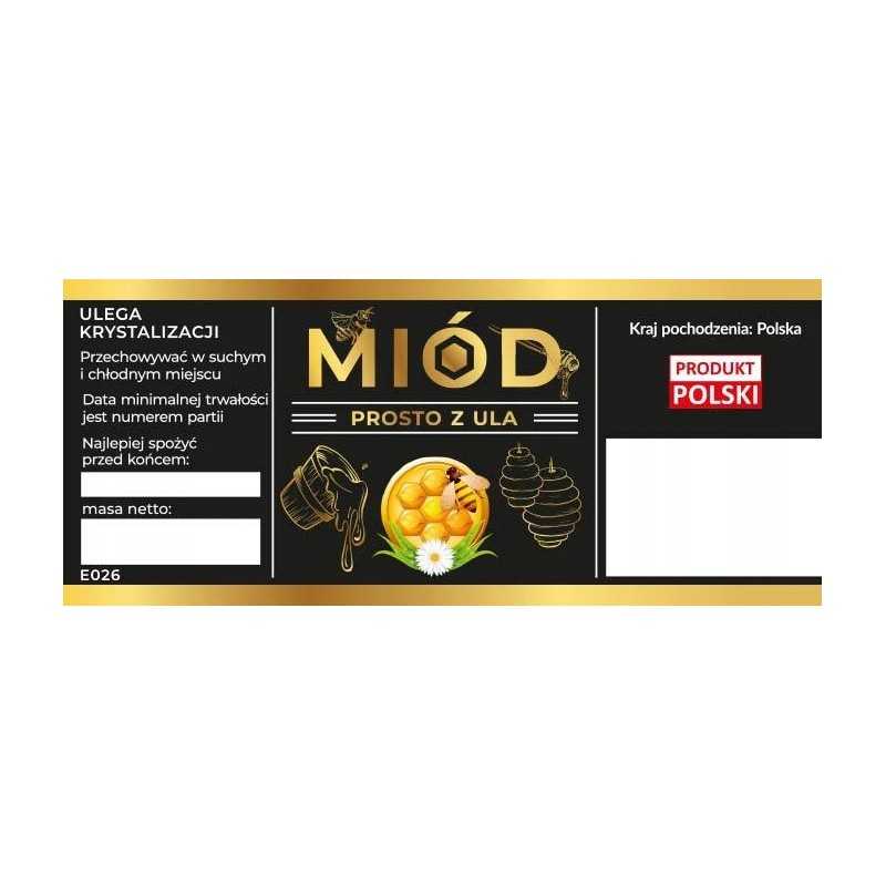 Medaus etiketės tiesiai iš avilio, juodos, 100 vnt