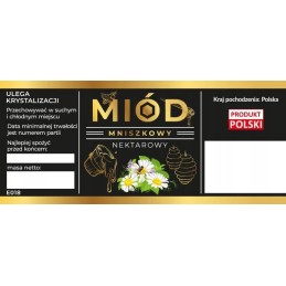 Etiketės kiaulpienių nektarui medui, juoda, 100 vnt