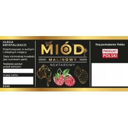 Etiketės aviečių nektarui medui, juoda, 100 vnt