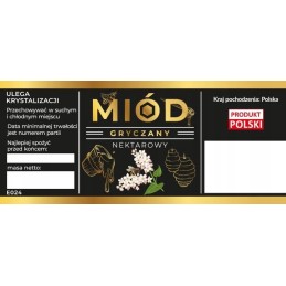 Grikių nektaro medaus etiketės, juodos, 100 vnt