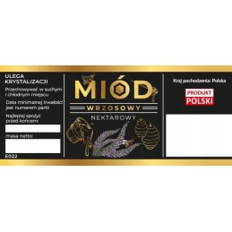 Etiketės viržių nektariniam medui, juodas, 100 vnt