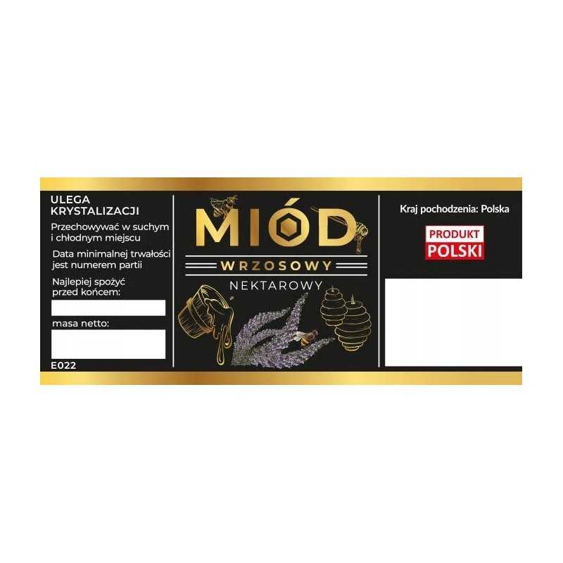 Etiketės viržių nektariniam medui, juodas, 100 vnt