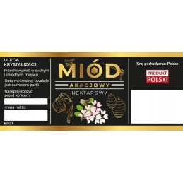 Etiketės akacijų nektarui medui, juoda, 100 vnt