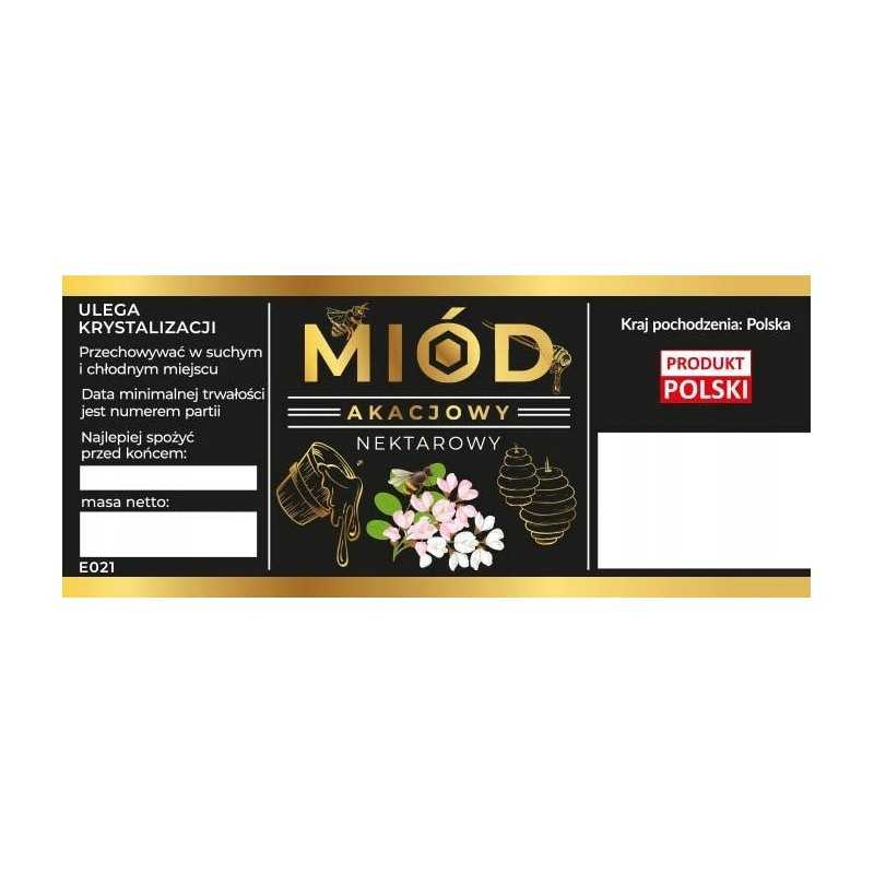 Etiketės akacijų nektarui medui, juoda, 100 vnt