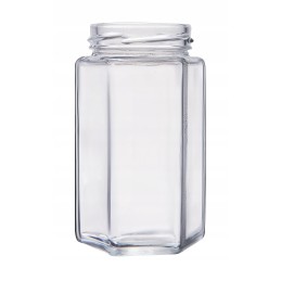 Stiklainiai stiklainiai 385ml šešiakampis 10vnt + dangtelis