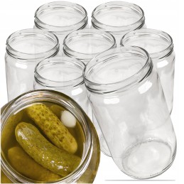 Dideli stikliniai indeliai, 6 kabliukai, 0,72l 720ml, rinkinys 8 vnt, tinka fi82 6z dangteliams