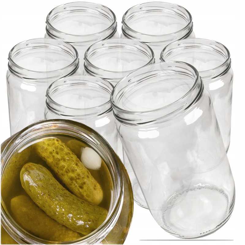 Dideli stikliniai indeliai, 6 kabliukai, 0,72l 720ml, rinkinys 8 vnt, tinka fi82 6z dangteliams