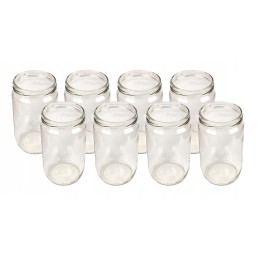 Dideli stikliniai indeliai, 6 kabliukai, 0,72l 720ml, rinkinys 8 vnt, tinka fi82 6z dangteliams