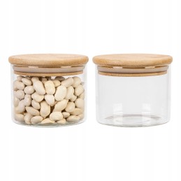 Stiklinis indelis/talpykla 390 ml su mediniu dangteliu su sandarikliu.
