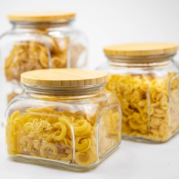 700ml stiklinis indelis su bambukiniu dangteliu maistui
