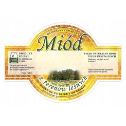 Apvalių etikečių pakuotė medui iš miško plotų (100 vnt.)