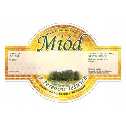 Apvalių etikečių pakuotė medui iš miško plotų (100 vnt.)