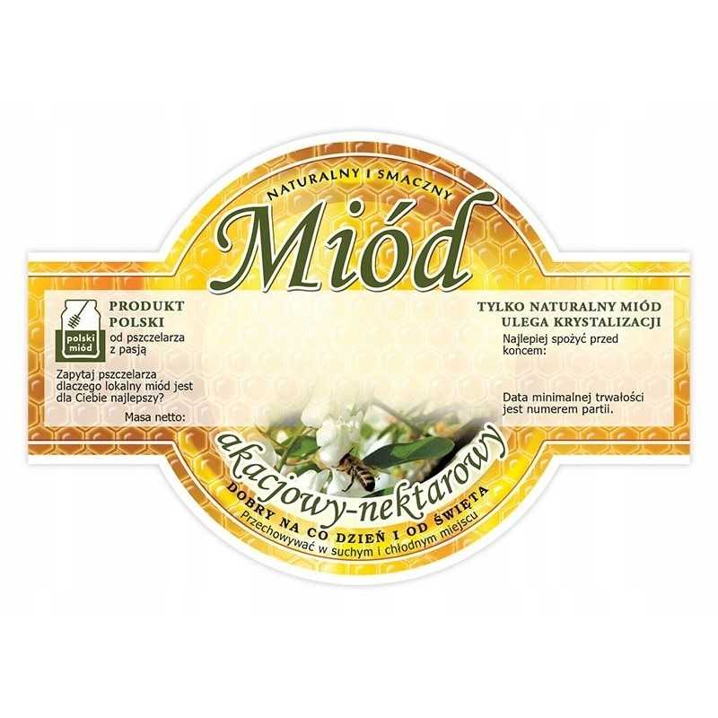 Pakuotė apvalių etikečių akacijų medui (100 vnt.)