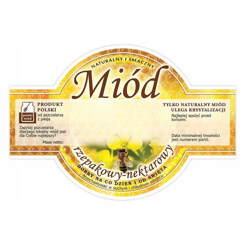 Rapsų medaus apvalių etikečių pakuotė (100 vnt.)