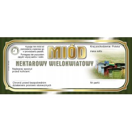 Etikečių/lipdukų pakuotė daugiagėliniam medaus indeliui 116x50 (100 vnt.)