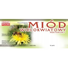 Medaus lipduko etiketė 116x50mm daugiagėlė