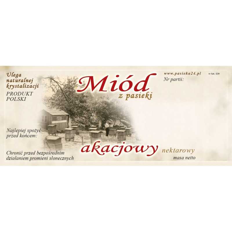 Etiketės akacijų medui (100 vnt) - E39 raštas