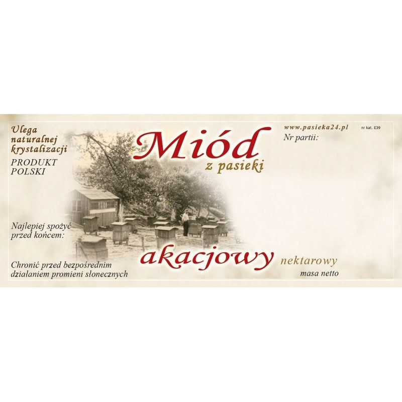 Etiketės akacijų medui (100 vnt) - E39 raštas