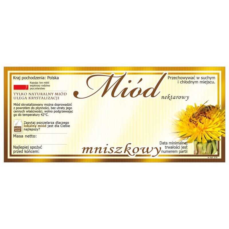 Kiaulpienių medaus etiketės (100 vnt) - E79 raštas