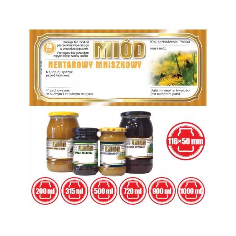 Kiaulpienių medaus etiketės 116x50 (100 vnt) - e1236