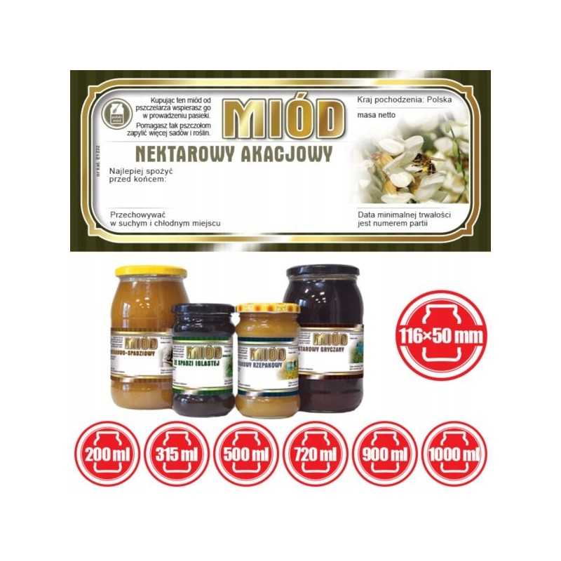 Akacijų medaus etiketės 116x50 (100 vnt) - e1232