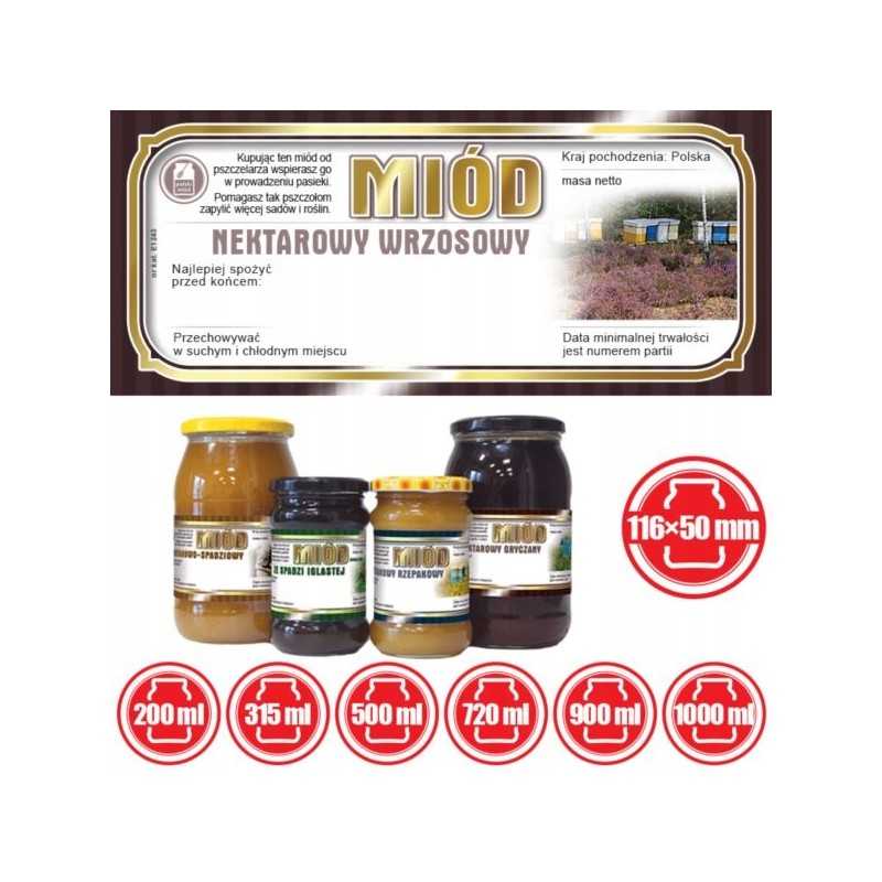 Viržių medaus etiketės 116x50 (100 vnt) - e1243